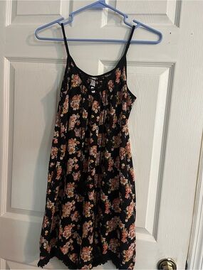 Xhilaration Black Floral Tie-Front Sundress